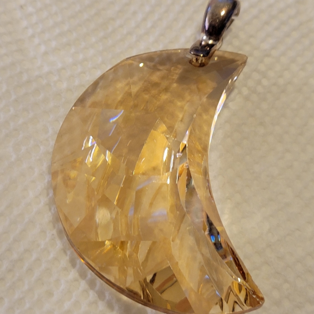 Sterling Silver Swarovski-like half moon pendant